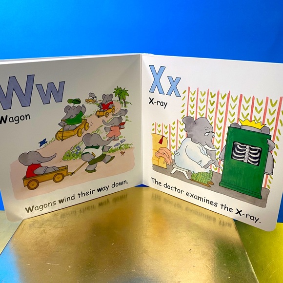 BABAR THE ELEPHANT VTG 2012 ALPHABET BOARD BOOK 7”x7” - Picture 4 of 8